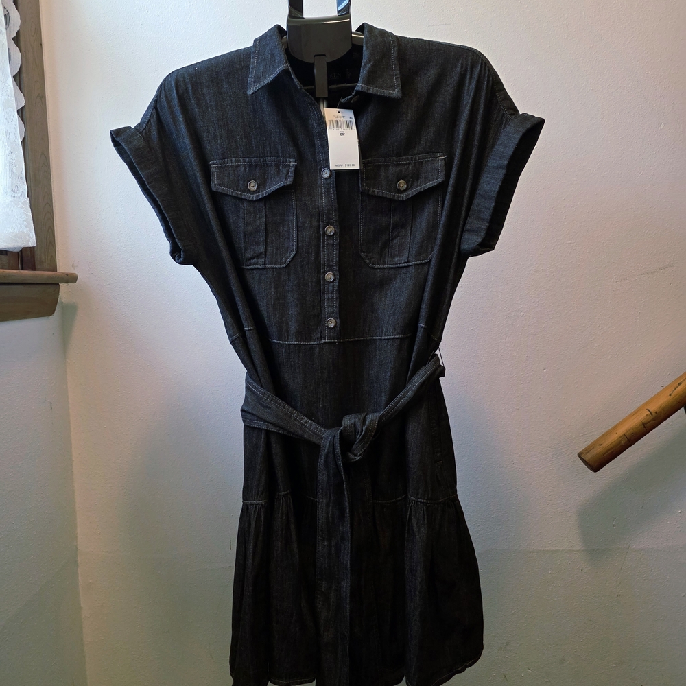 Lauren Ralph Lauren Petite Denim Short Sleeve Shirtdress In Nightfall Wash 8P - Picture 6 of 10